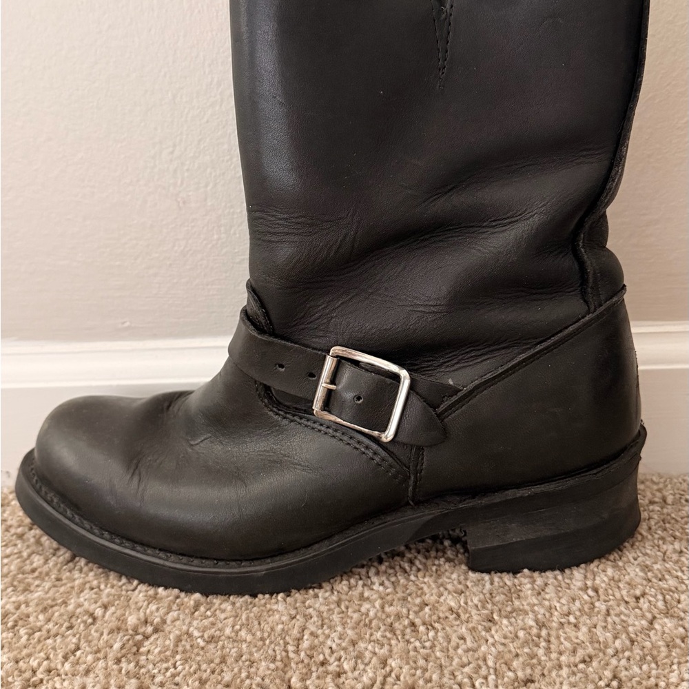 Frye Black Engineer 12R Moto Boots